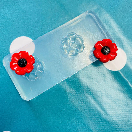 3D 20mm Silicone Poppy Flower Stud Earring Mold -  Resin Earrings Mould EM128