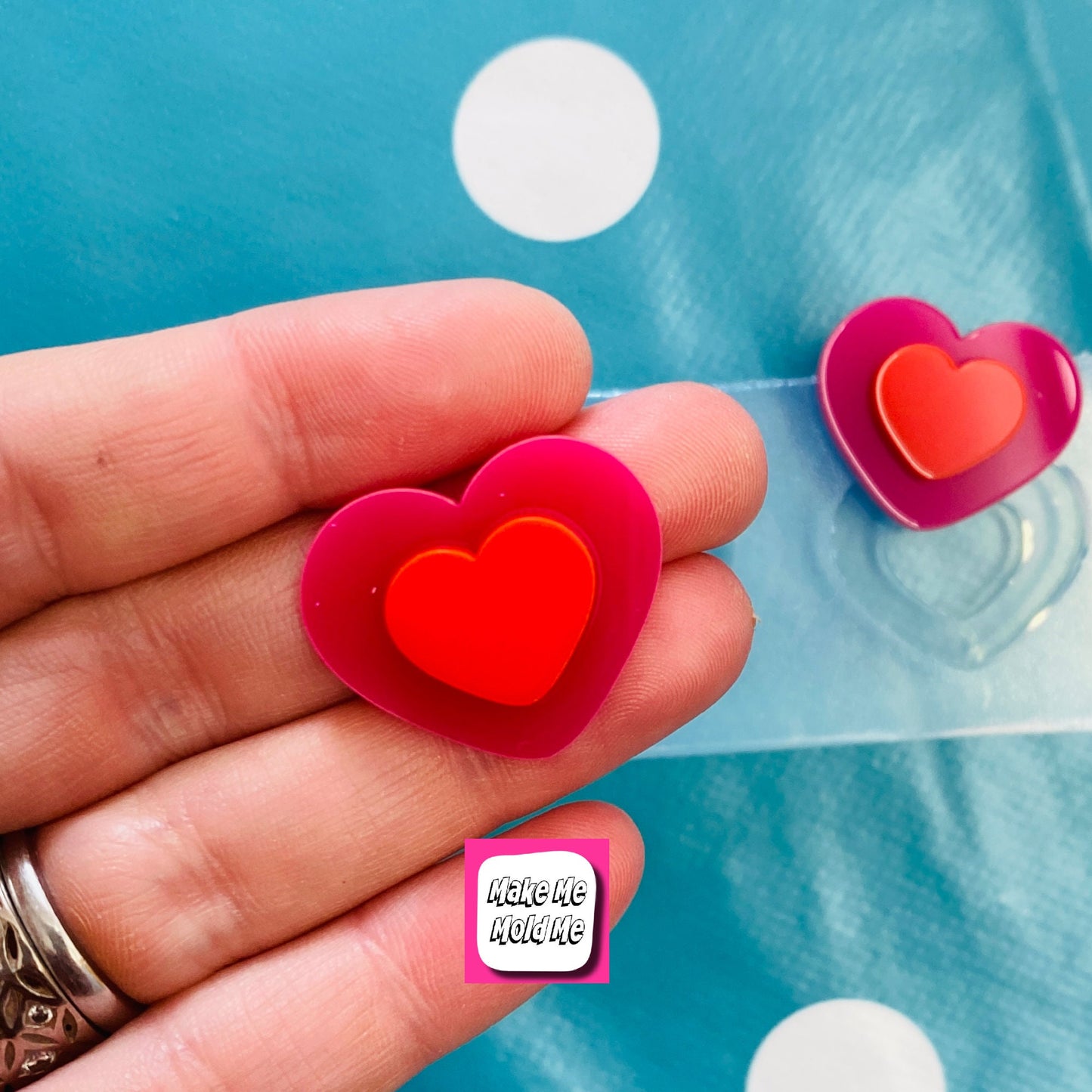 22mm Silicone Heart Stud Earring Mold - Resin Crafter Mould Love EM168