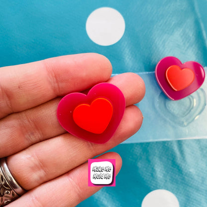 22mm Silicone Heart Stud Earring Mold - Resin Crafter Mould Love EM168