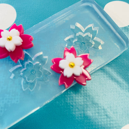 22mm Flat Sakura Flower Silicone Dangle Earring Mold - Resin Jewellery EM172