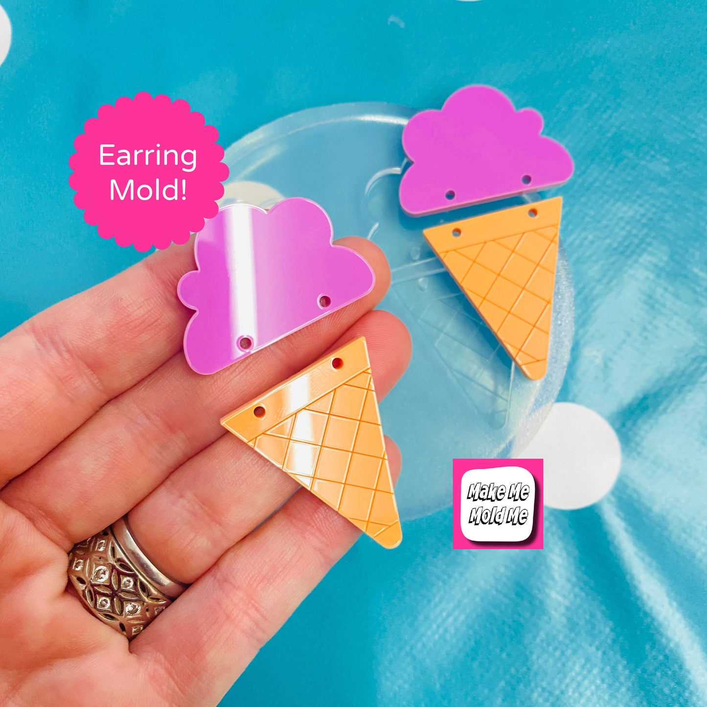 50mm Silicone Earring Ice Cream Dangle Mold  - Earrings Resin Crafter Mould