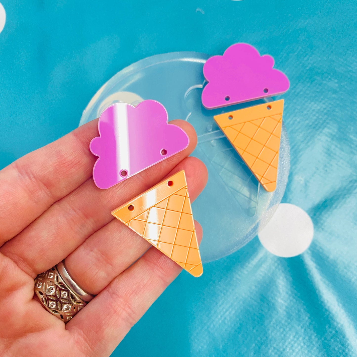 50mm Silicone Earring Ice Cream Dangle Mold  - Earrings Resin Crafter Mould