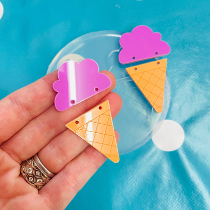 50mm Silicone Earring Ice Cream Dangle Mold  - Earrings Resin Crafter Mould