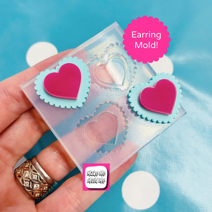 20mm Silicone Doily Heart Stud Earring Mold