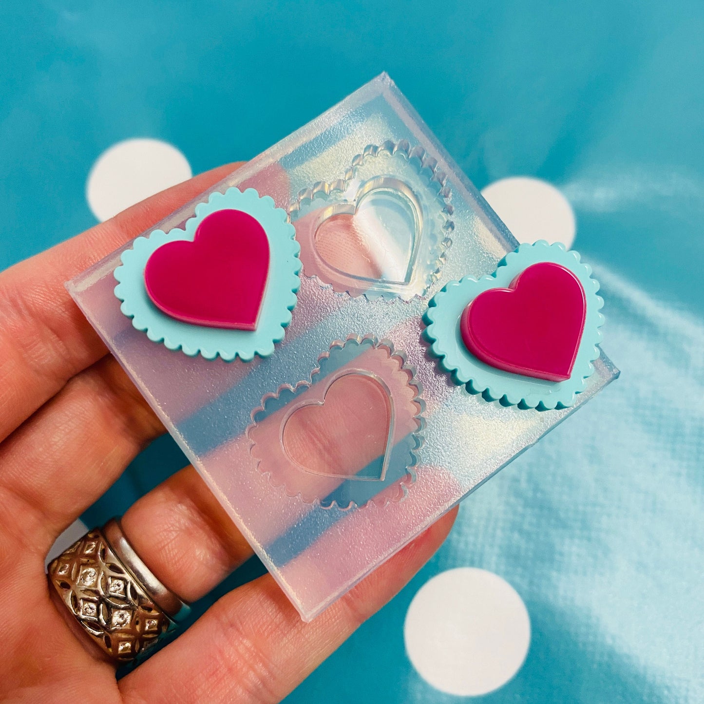 20mm Silicone Doily Heart Stud Earring Mold