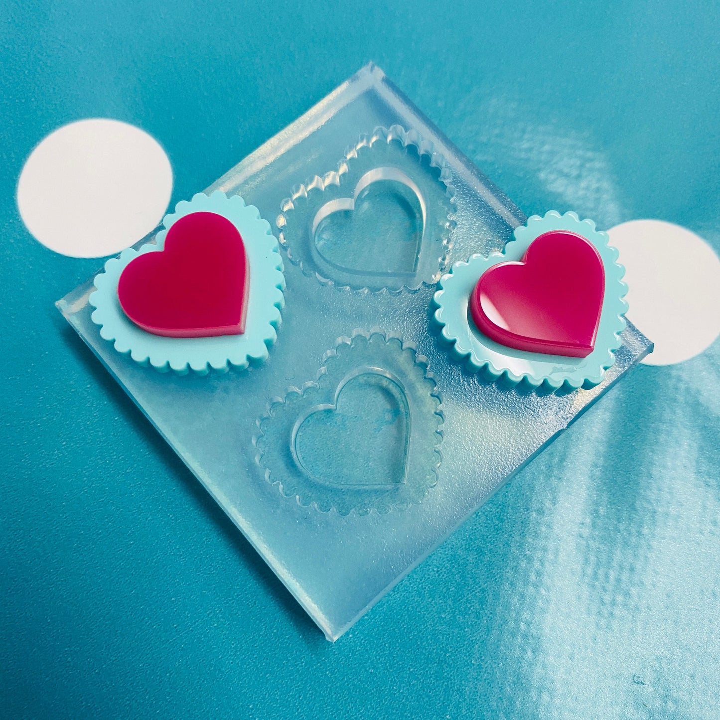 20mm Silicone Doily Heart Stud Earring Mold