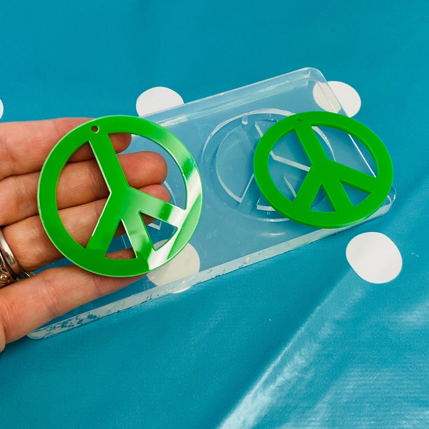 XL 50mm Silicone Peace Sign Dangle  Mold  - Earrings Resin Crafter Mould 70s