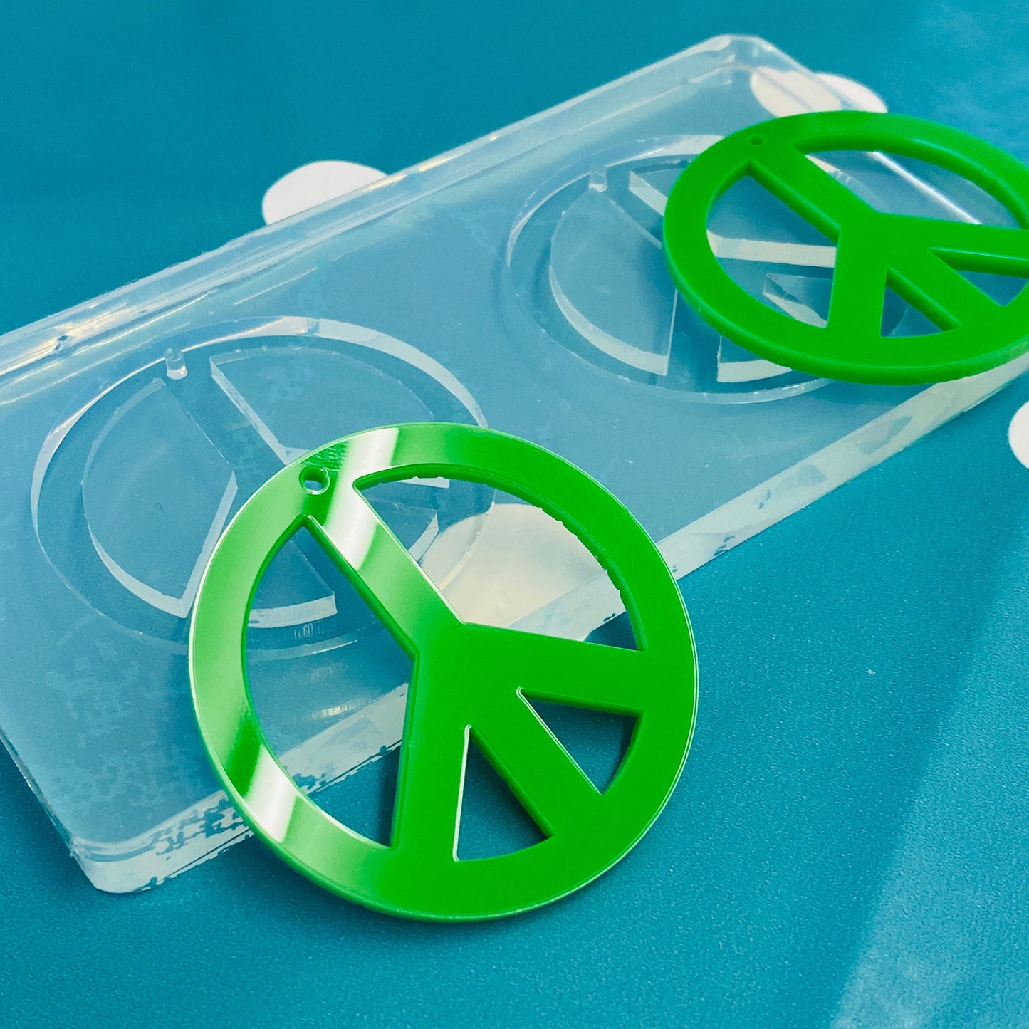 XL 50mm Silicone Peace Sign Dangle  Mold  - Earrings Resin Crafter Mould 70s