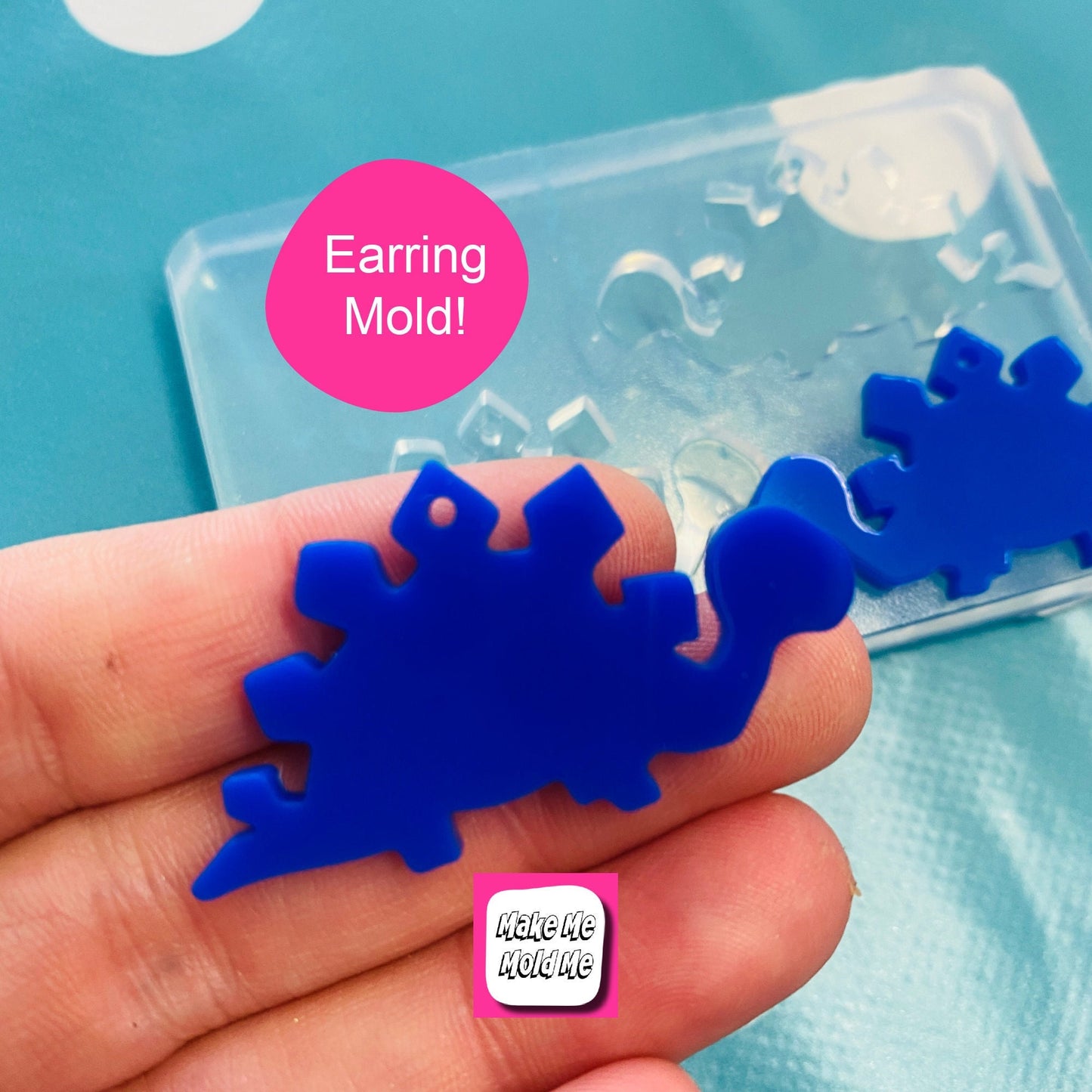 Clear Silicone Molds for Resin 42mm Earrings Stegosaurus Dinosaur Reptile EM176