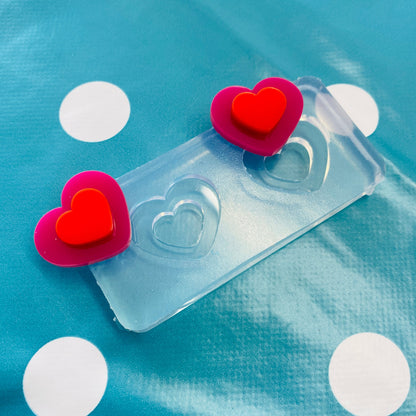 22mm Silicone Heart Stud Earring Mold - Resin Crafter Mould Love EM168