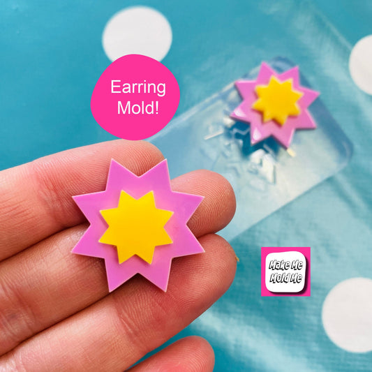 25mm Silicone Starburst Stud Earring Mold