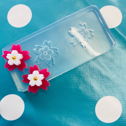22mm Flat Sakura Flower Silicone Dangle Earring Mold - Resin Jewellery EM172