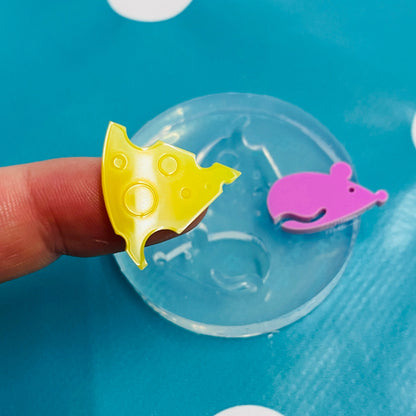 Mouse and Cheese Stud Earring Mold