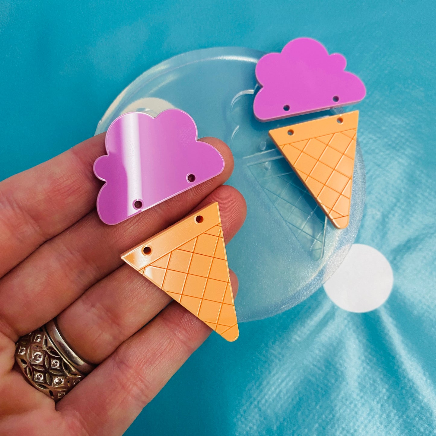 50mm Silicone Earring Ice Cream Dangle Mold  - Earrings Resin Crafter Mould