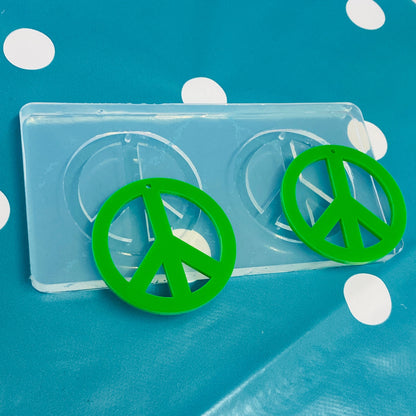 XL 50mm Silicone Peace Sign Dangle  Mold  - Earrings Resin Crafter Mould 70s