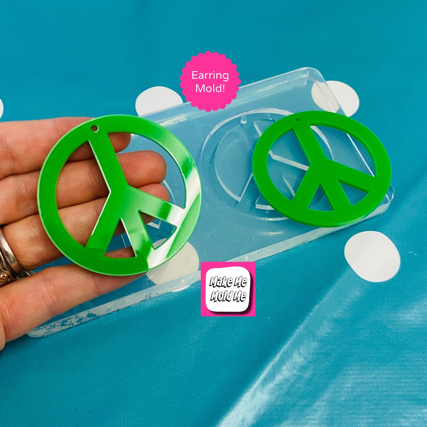 XL 50mm Silicone Peace Sign Dangle  Mold  - Earrings Resin Crafter Mould 70s