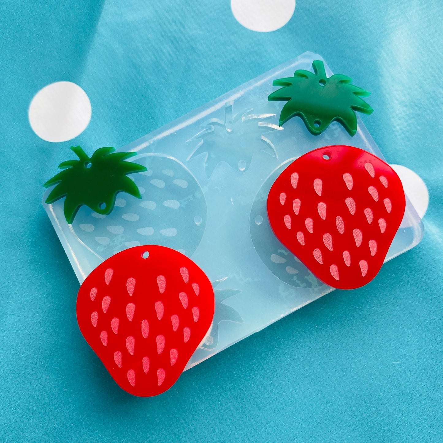65mm Clear Silicone Strawberry Earring Mold for Resin | Fruit Food Berries Cream