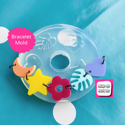 Bracelet Charm Silicone Mold Heart Moon Star Monstera Flower EM268