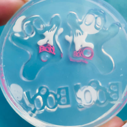3D 35mm Silicone Ghost Boo Stud Earring Mold For Resin Jewellery - Halloween EM339