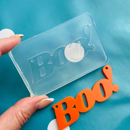 65mm Silicone Boo Word Halloween Necklace Mold | Resin Crafter Mould PM02