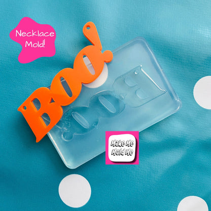 65mm Silicone Boo Word Halloween Necklace Mold | Resin Crafter Mould PM02