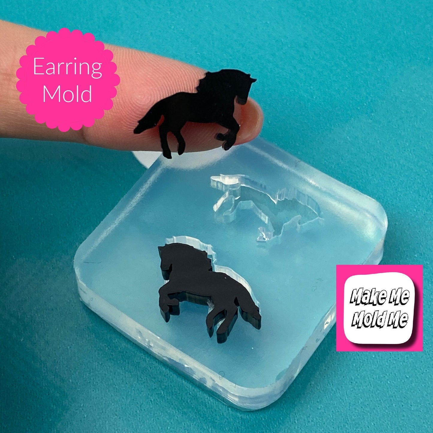 12mm Clear Silicone Horse Pony Earring Mold for Resin  | Equestrian Ranch Cowboy
