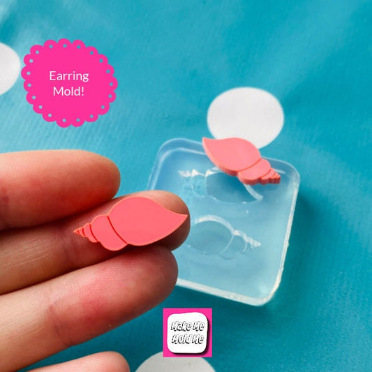 22mm Silicone Conch shell  Mermaid Earring Stud Mold  - Earrings Resin Crafter Mould Nautical EM64