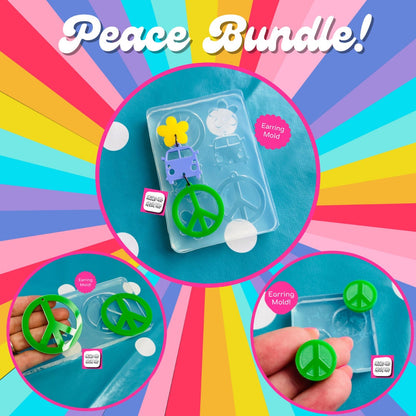 XL 50mm Silicone Peace Sign Dangle  Mold  - Earrings Resin Crafter Mould 70s