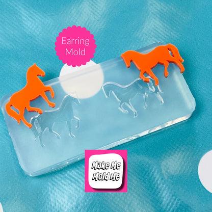 Clear silicone Molds for resin 20mm Horse Pony stud Earring EM800