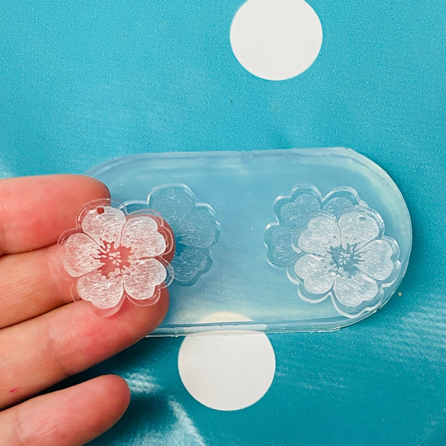 Clear Silicone Molds for Resin 23mm Hibiscus Flower Dangle  Earring Mold EM807