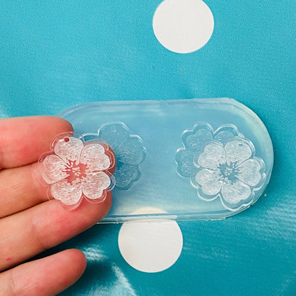 Clear Silicone Molds for Resin 23mm Hibiscus Flower Dangle  Earring Mold EM807