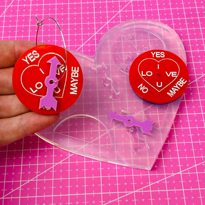 Clear Silicone Mold for Resin 40mm Love Arrow Spinner I Love You Earring Mold