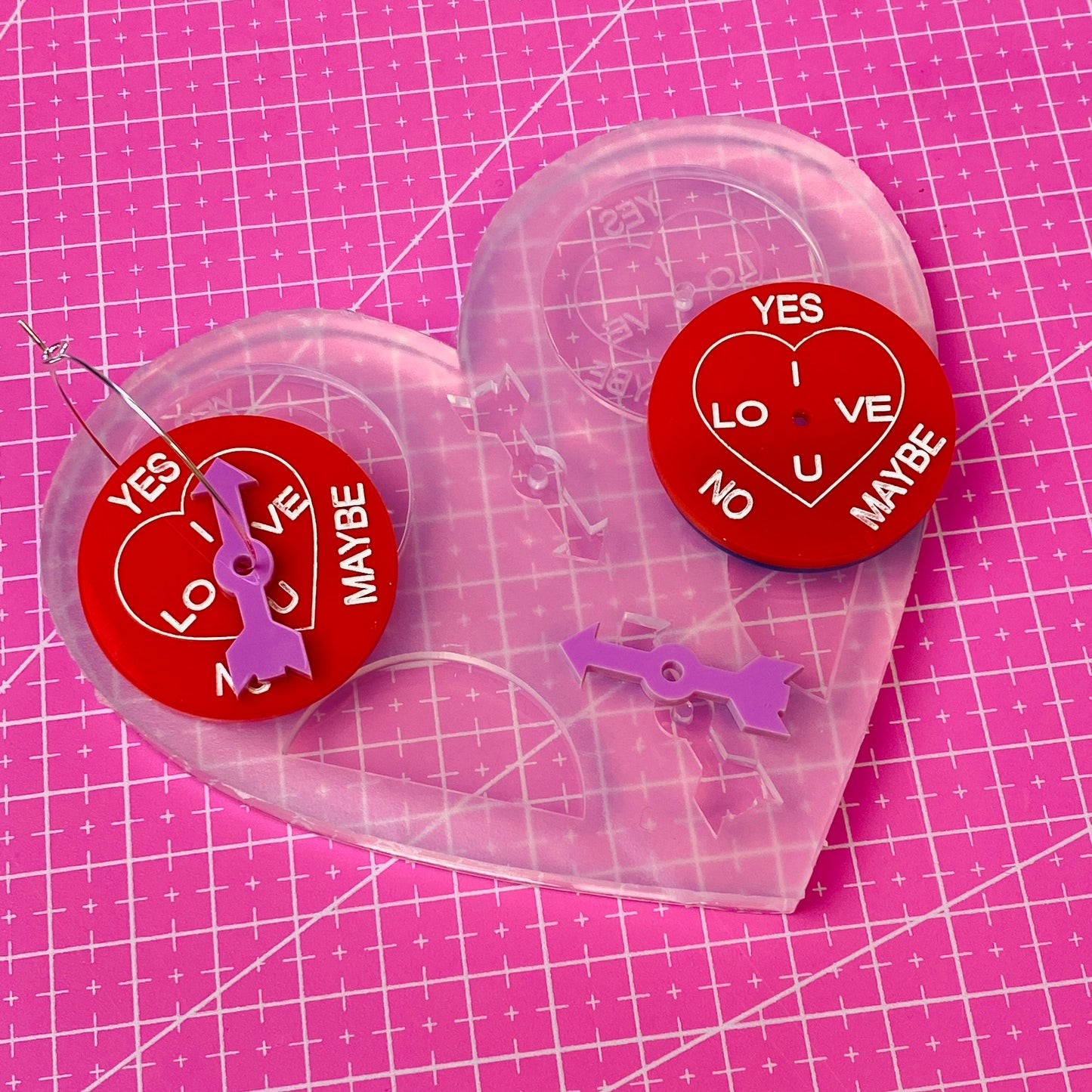 Clear Silicone Mold for Resin 40mm Love Arrow Spinner I Love You Earring Mold