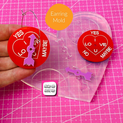 Clear Silicone Mold for Resin 40mm Love Arrow Spinner I Love You Earring Mold
