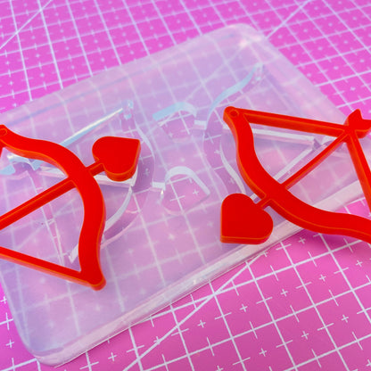 Clear Silicone Mold for Resin 50mm Cupid's Bow and Arrow Dangle Earring Mold