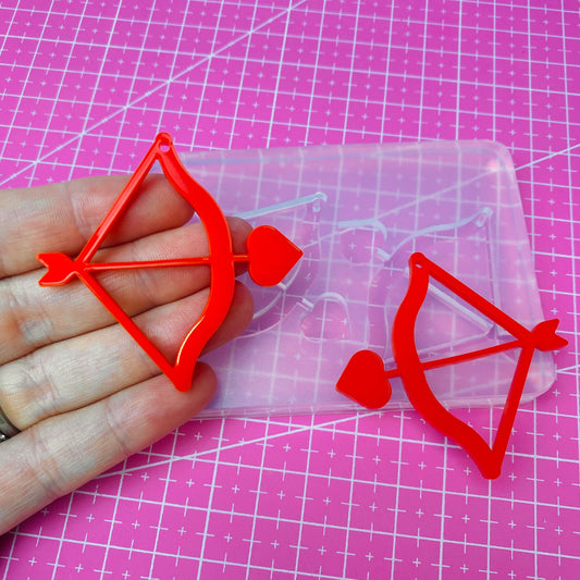 Clear Silicone Mold for Resin 50mm Cupid's Bow and Arrow Dangle Earring Mold