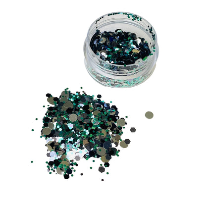Spellbound Chunky Glitter | Black Silver Turquoise