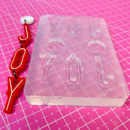 Clear silicone Molds for Resin Joy Christmas Word Letter Dangle Earring Mold