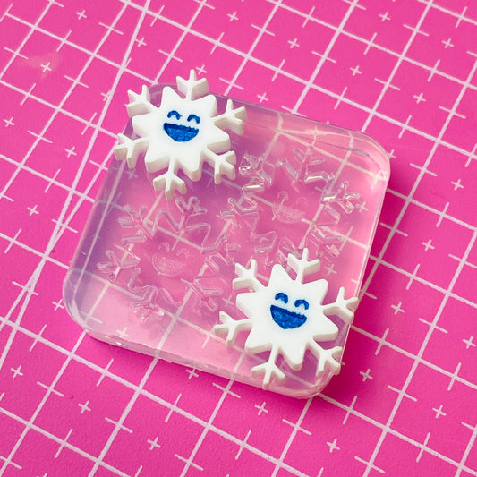 Clear Silicone Mold for Resin 18mm Happy Snowflake Stud Earring Mold
