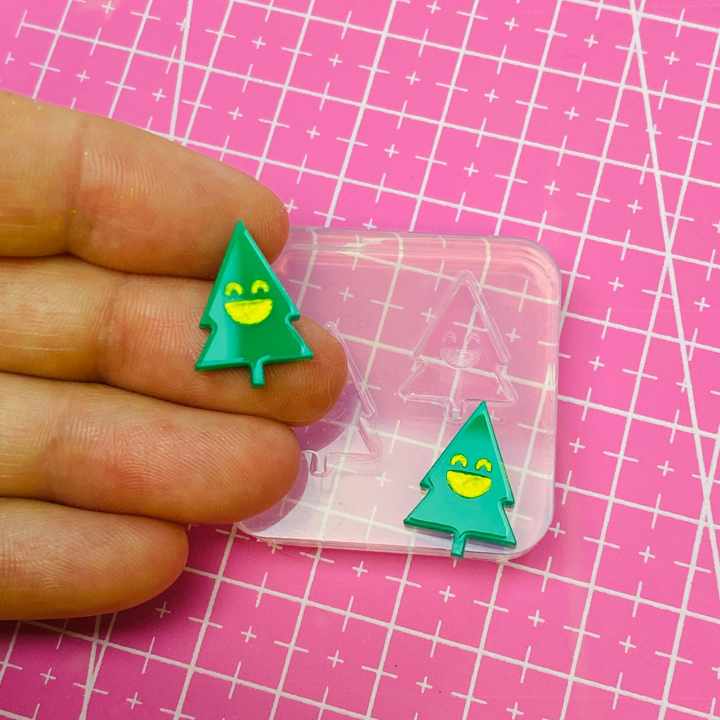 Clear Silicone Mold For Resin 18mm Happy Christmas Tree Stud Earring Mold