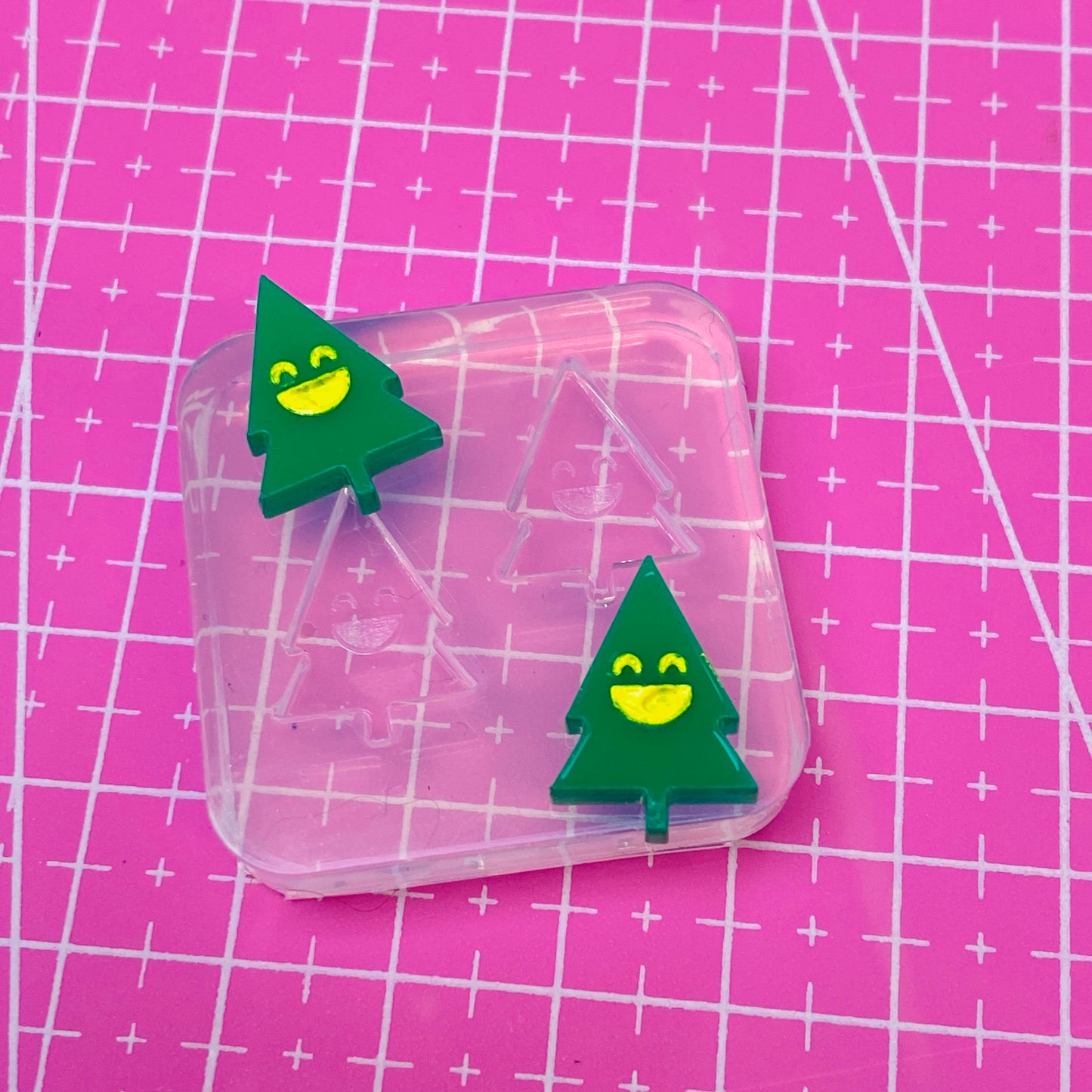 Clear Silicone Mold For Resin 18mm Happy Christmas Tree Stud Earring Mold