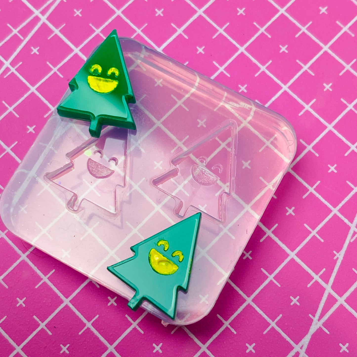 Clear Silicone Mold For Resin 18mm Happy Christmas Tree Stud Earring Mold