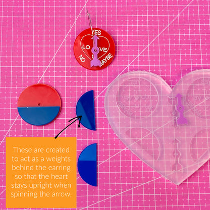 Clear Silicone Mold for Resin 40mm Love Arrow Spinner I Love You Earring Mold