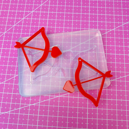 Clear Silicone Mold for Resin 50mm Cupid's Bow and Arrow Dangle Earring Mold