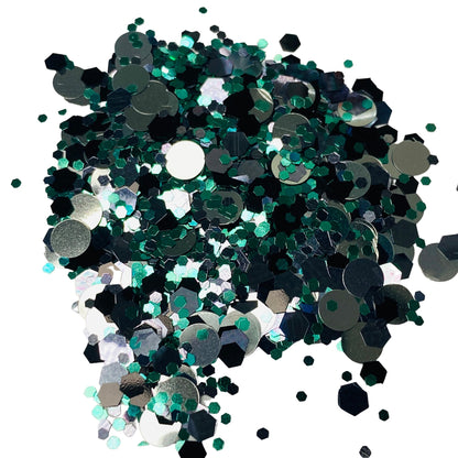 Spellbound Chunky Glitter | Black Silver Turquoise