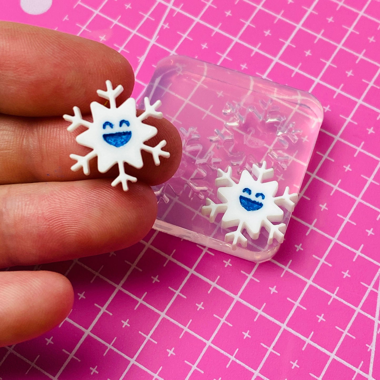 Clear Silicone Mold for Resin 18mm Happy Snowflake Stud Earring Mold