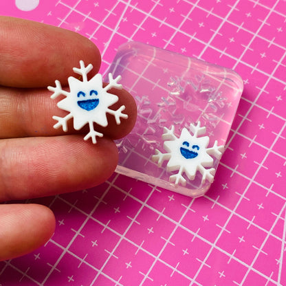 Clear Silicone Mold for Resin 18mm Happy Snowflake Stud Earring Mold