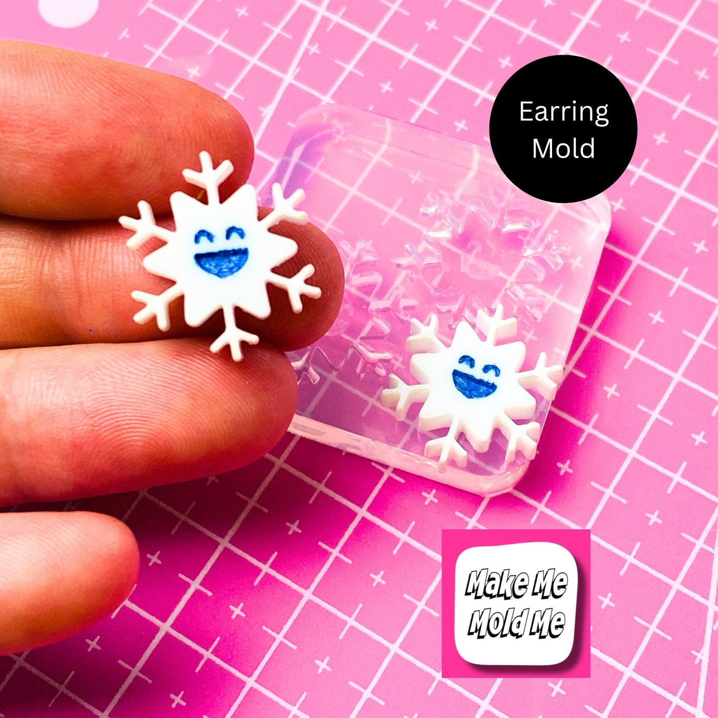 Clear Silicone Mold for Resin 18mm Happy Snowflake Stud Earring Mold