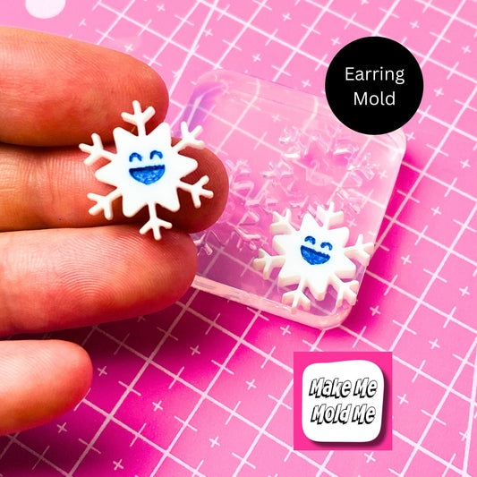 Clear Silicone Mold for Resin 18mm Happy Snowflake Stud Earring Mold