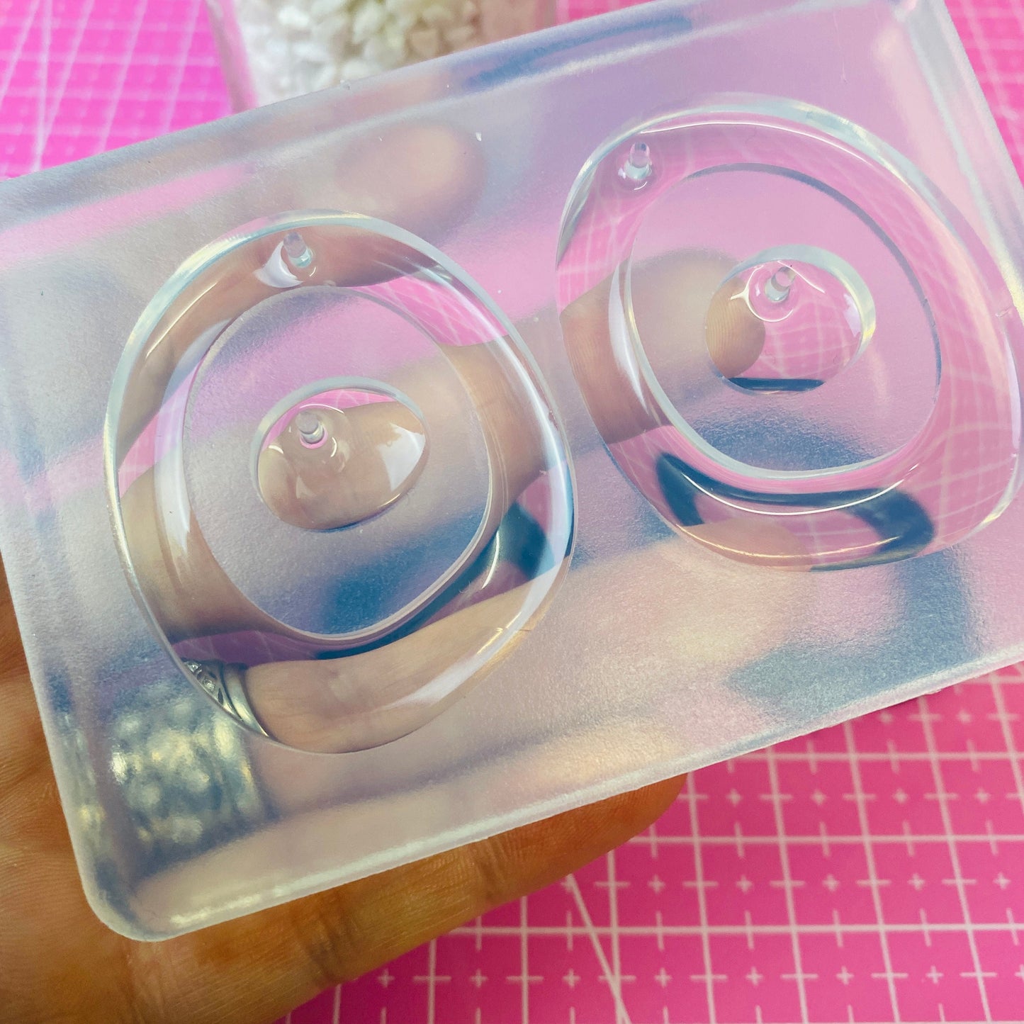 Clear Silicone Molds for Resin 45mm Domed Loop Dangle Silicone Earring Mold